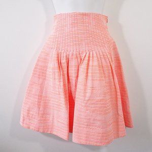 Nanette Lepore  Neon Orange Striped High Waist Drop Pleat Skirt  Size XS  NWOT 2